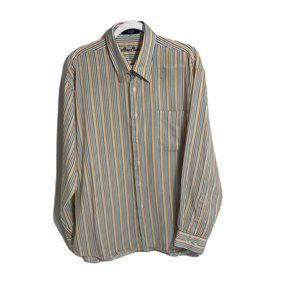 Alan Flusser Extra Large Men's Long Sleeve Shirt Colorful Strip Pattern